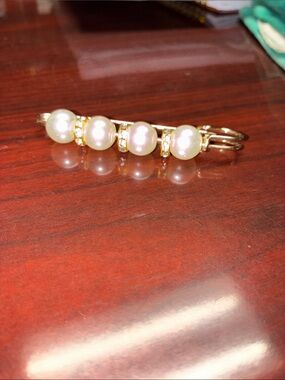 Pearl & Gold Barrette Hair Clip